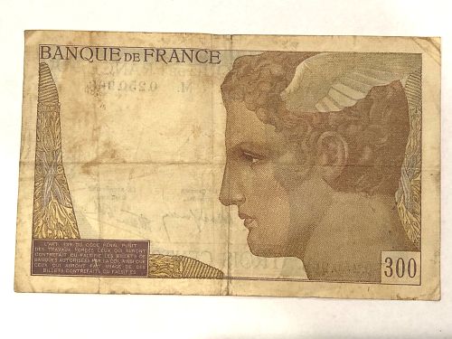 RARE: 1938 France 300 Francs note from Banque de France - Letter M - P.87, VF-XF