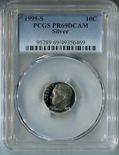 1999 - S  ROOSEVELT  "SILVER"   DIME   PCGS  --  PR 69 DCAM