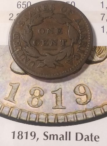 1819 Small Date Coronet Large Cent