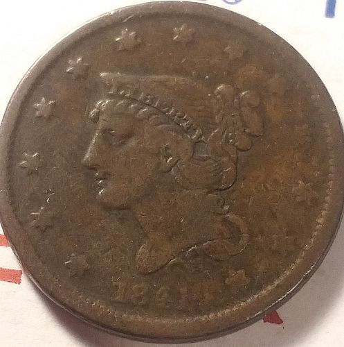 1841 Small Date Braided Hair Large Cent