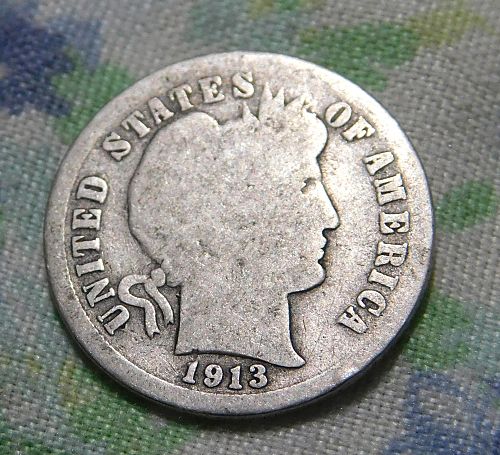 1913 P BARBER DIME,