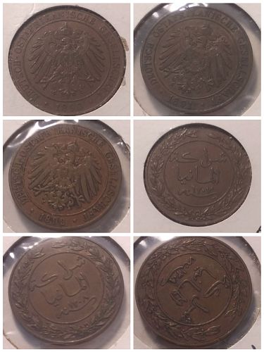 1890,1891, & 1892 German East Africa Pesas KM# 1