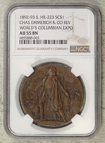 HK-223, SH 6-7.1, St. Gaudens Dollar, CHAS Emmerich, 1893 Columbian Expo, Rare