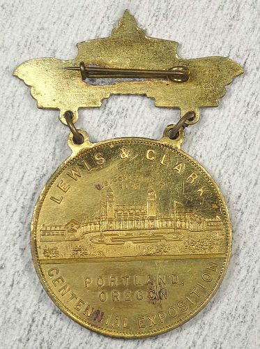 HK-330, SH 14-4, 1905 Lewis & Clark Expo Souvenir Badge, Scarce 0301-04