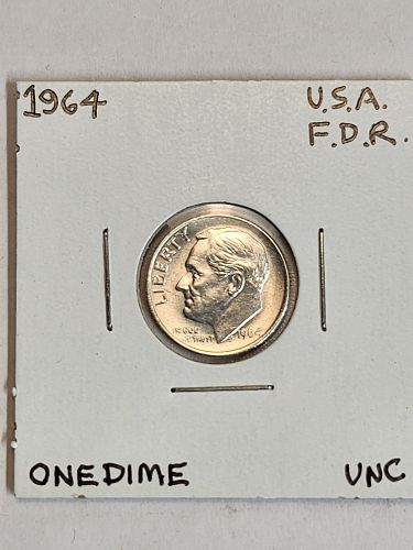 1964 Roosevelt dime 10 cents silver coin Brilliant Uncirculated