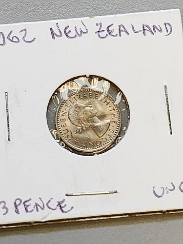 1962 New Zealand 3 pence coin Brilliant uncirculated