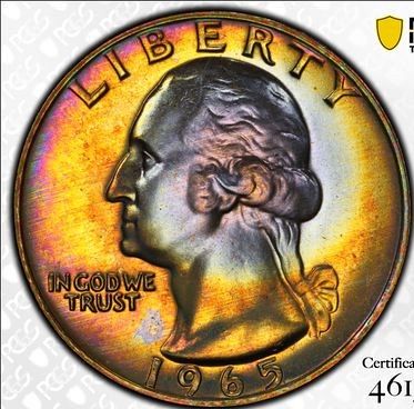 Nicely Toned 1965 SMS Washington 25c PCGS SP 67+