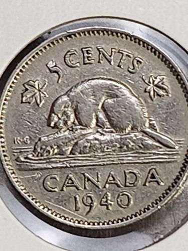 1940 Canada 5 cents coin circulated