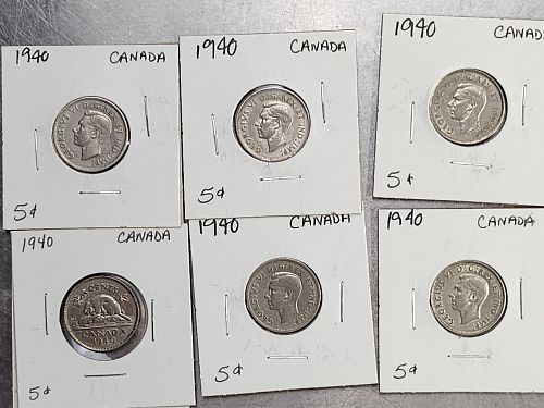 1940 Canada 5 cents coin circulated