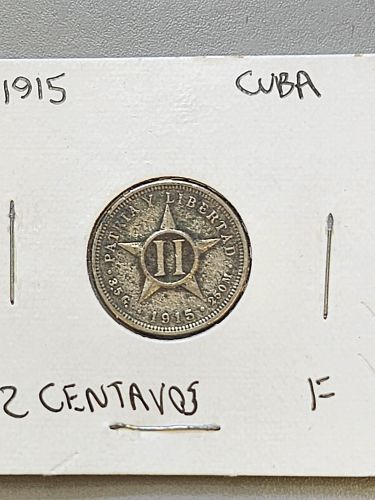 1915 Cuba 2 Centavos Coin  Fine F