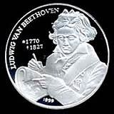 1999 N Korea Large Silver Proof 250 won, Beethoven