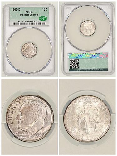 1947D Roosevelt Silver 10c CACG MS 65
