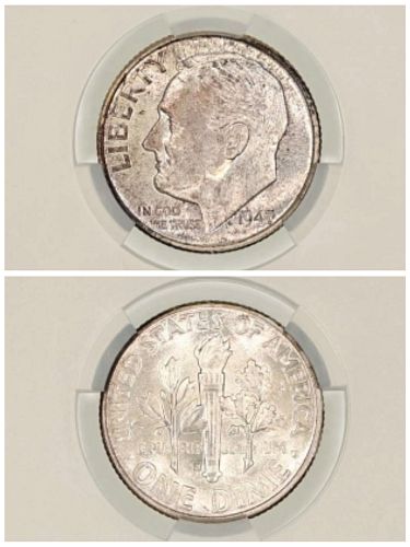 1947D Roosevelt Silver 10c CACG MS 65