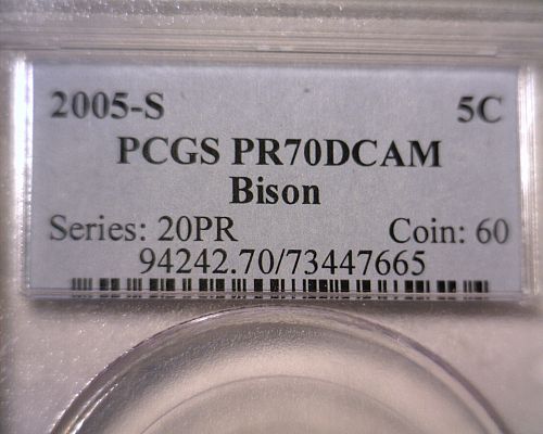 2005 S  JEFFERSON NICKEL  PCGS  PR 70 DCAM    NICE LOOKING COIN!!!!