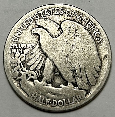 1917 S Walking Liberty Half Dollars Mint Mark on Reverse.  8834