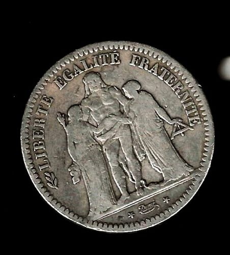 1849 FRANCE 5 FRANCS SILVER CROWN