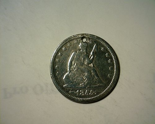 1855  SILVER  SEATED LIBERTY  QUARTER  CIRCULATED    NICE LOOKING COIN!!!!