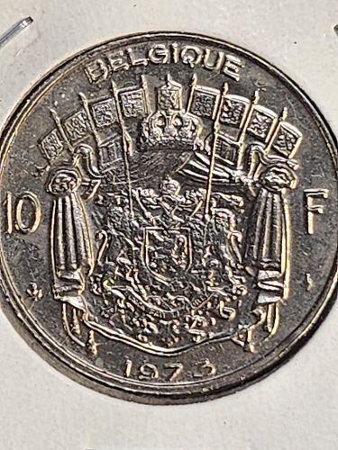 1973 Belgium 10 Francs Coin Brilliant Uncirculated Baudouin I French text