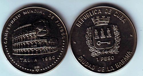 1989 Cuba 1 peso Italy World Cup Soccer Colosseum