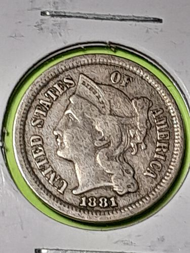 1881 3 Cent Nickel. VF20  #3-1881-1