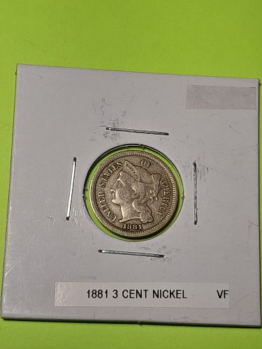 1881 3 Cent Nickel. VF20  #3-1881-1