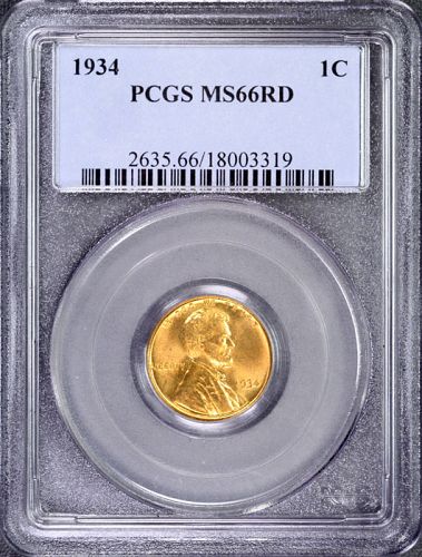 1934 Lincoln cent, PCGS MS66 Red