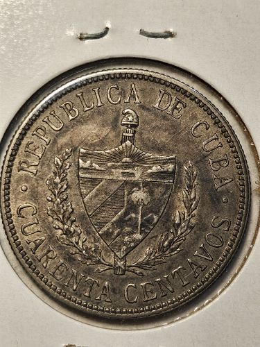 1915 silver 40 centavos from Cuba