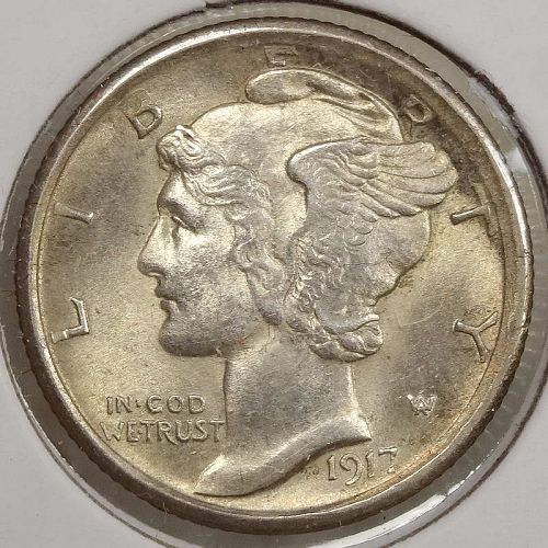 1917 Mercury Dime, Uncirculated, Full Split Bands, FSB   0611-01