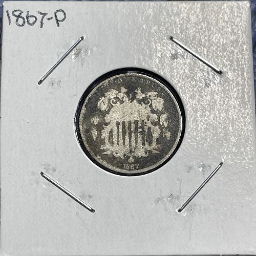 1867-P Shield Nickel ~ Circulated/Damaged Condition