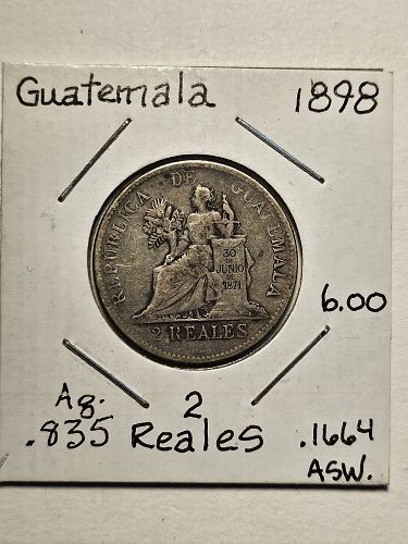 1898 silver 2 reales from Guatemala