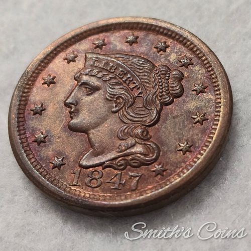 1847 ~ Braided Hair Liberty Head Large Cent ~ MS-65-RB