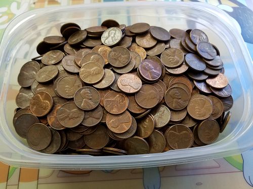 10 Pounds of Unsearched Copper Pennies Lot. 1959-1982 Cents 1500 Coins $15 Face Value
