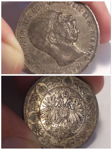 1909 Austria Silver 5 Corona KM # 2813