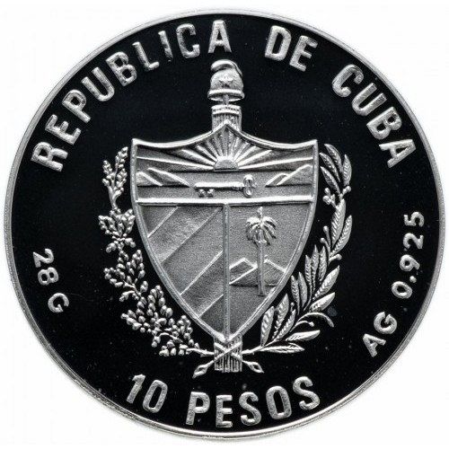 Cuba 1990 Large Silver 10 peso Volleyball