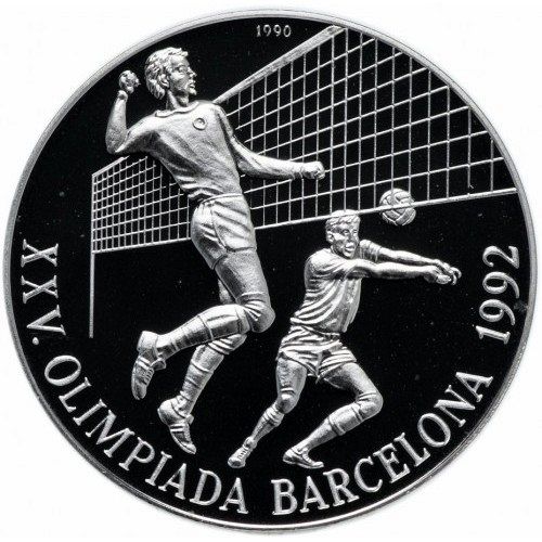 Cuba 1990 Large Silver 10 peso Volleyball