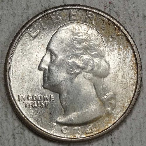 1934 Washington Quarter, Medium Motto, Choice Uncirculated   0220-06