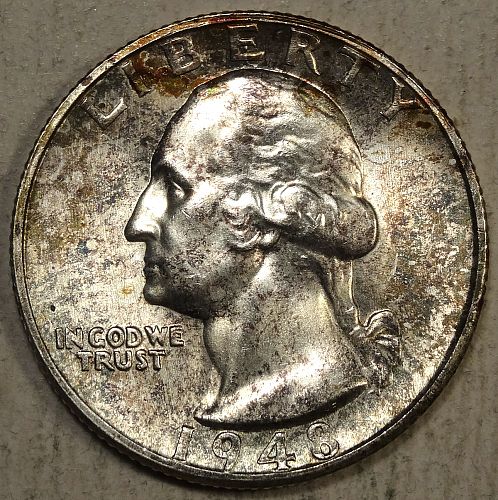 1948-S Washington Quarter, Gem Uncirculated, Nice Old Album Color  0302-07