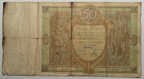 1929 POLAND BANK POLSKI 50 ZLOTYCH