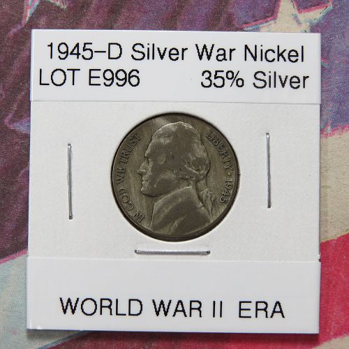 1945-D SILVER WAR NICKEL (35% SILVER) (World War II ERA) ~ LOT E996
