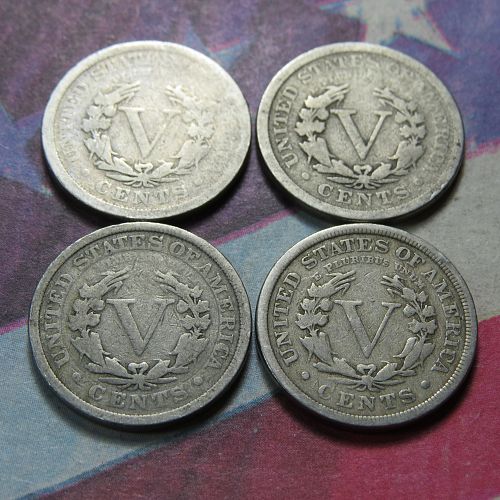 1903 1906 1910 1911 LIBERTY "V" NICKELS  ~ LOT OF 4 ~ LOT H038