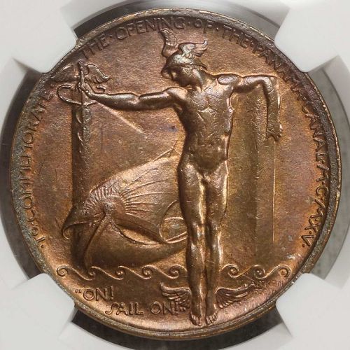 HK-400, Official Medal, 1915 Pan-Pacific Expo, NGC MS-63, Nice Toning, Color