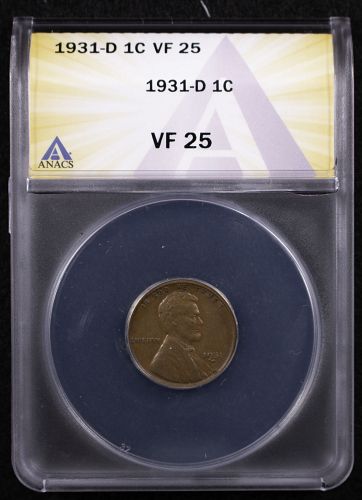 1931-D LINCOLN WHEAT CENT***ANACS VF 25