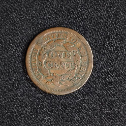Braided Hair 1848 Large Cent Merchant Stamped H.S. BURGES