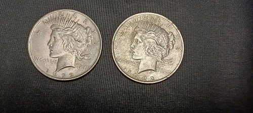 (2) nice 1922P Peace Silver Dollars