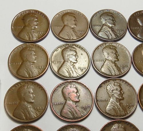 LOT OF 25 - HALF ROLL of 1930-D LINCOLN WHEAT CENTS (25-CENTS) LOT S167