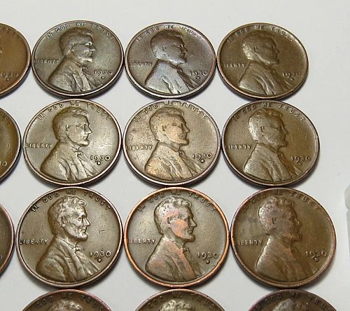 LOT OF 25 - HALF ROLL of 1930-D LINCOLN WHEAT CENTS (25-CENTS) LOT S167
