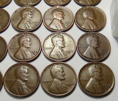 LOT OF 25 - HALF ROLL of 1930-D LINCOLN WHEAT CENTS (25-CENTS) LOT S167