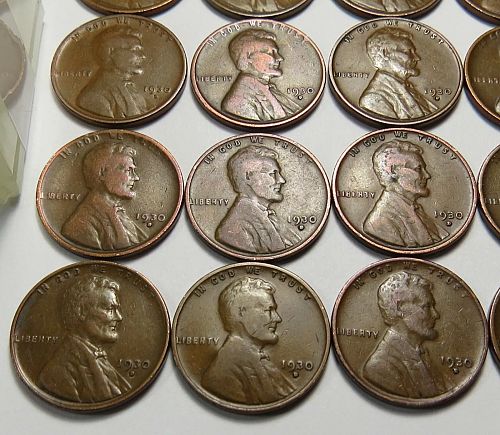 LOT OF 25 - HALF ROLL of 1930-D LINCOLN WHEAT CENTS (25-CENTS) LOT S167