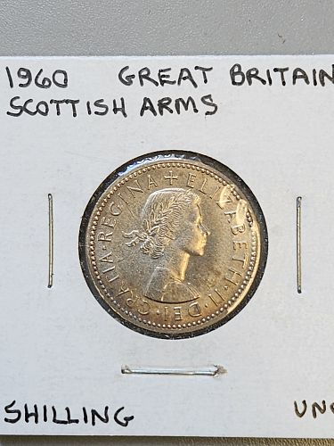 1960 Great Britain United Kingdom Shilling Coin Uncirculated Scottish Crest