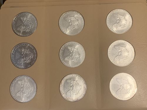 1986-2021 COMPLETE SET AMERICAN SILVER EAGLE BULLION COINS AT 50 DOLLARS EACH 2400.00